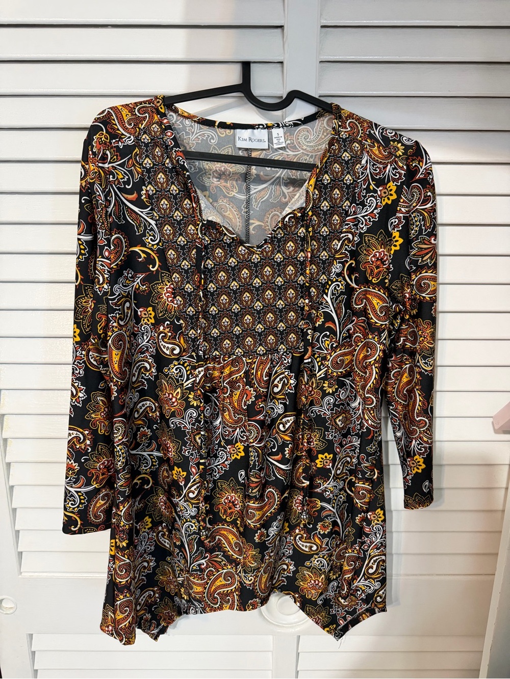 Kim Rogers Black Paisley Top